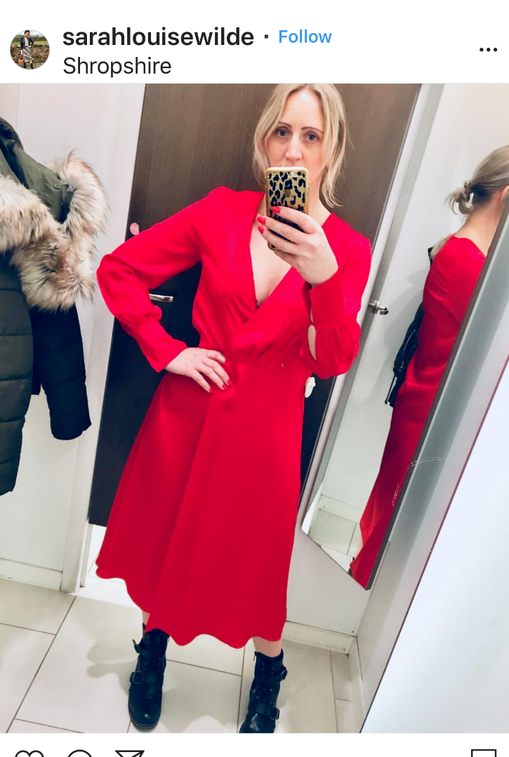 h&m red jacquard dress